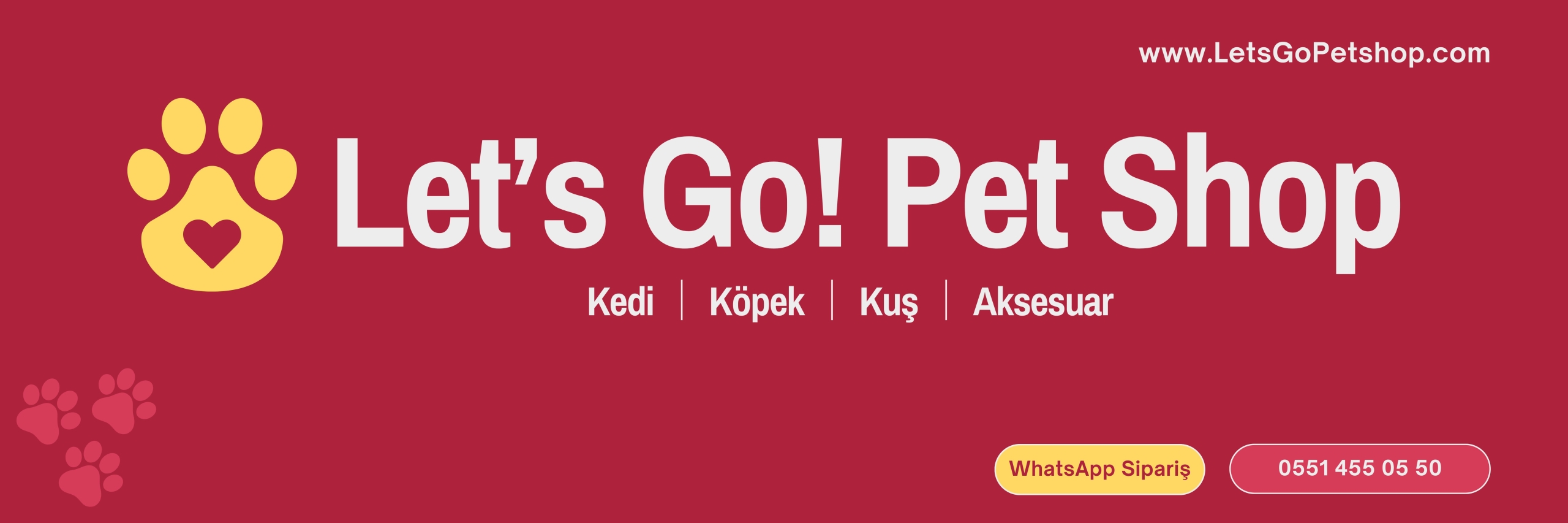 Red Yellow Playful Pet Shop Facebook Post (143 x 70 cm) (210 x 70 cm)